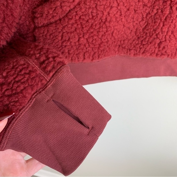 Lululemon Scuba wool Oversized Sherpa 1/2 Zip Savannah burgundy red size M/L - Picture 5 of 12